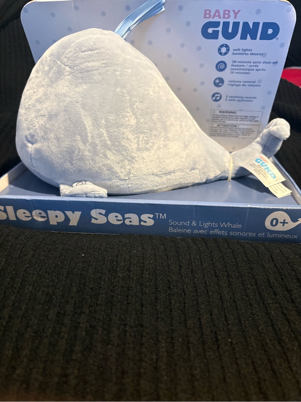 GUND Sleepy Seas Light Blue Whale Plush - Soothing Sound & Light